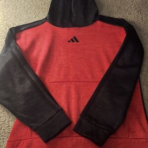 Adidas Men's Red and Black Hoodie